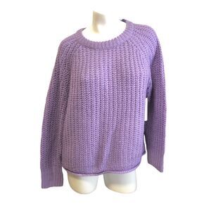 NEW Cloth by RD Purple Chunky Knit Sweater Oversized Cotton Blend Womens Medium